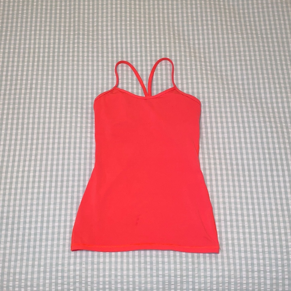 Lululemon power Y tank in a coral color